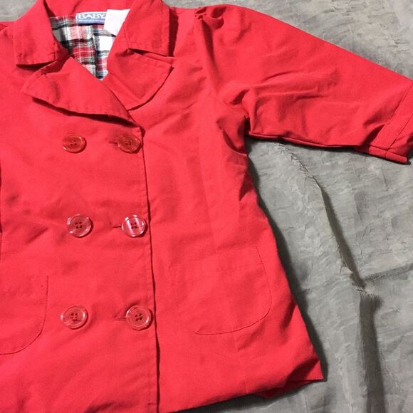 Baby Girl Red Trench Style Jacket 24 Months Flannel Lined Spring Summer - Picture 4 of 11